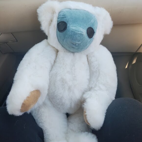 Vintage Vermont Teddy Bear Velvet Alien Face Rare Mask Collectible Jointd 16" - Picture 2 of 15